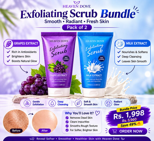 🍇 Heaven Dove Exfoliating Scrub Bundle – Grapes Extract + Milk Extract | Pack of 2
