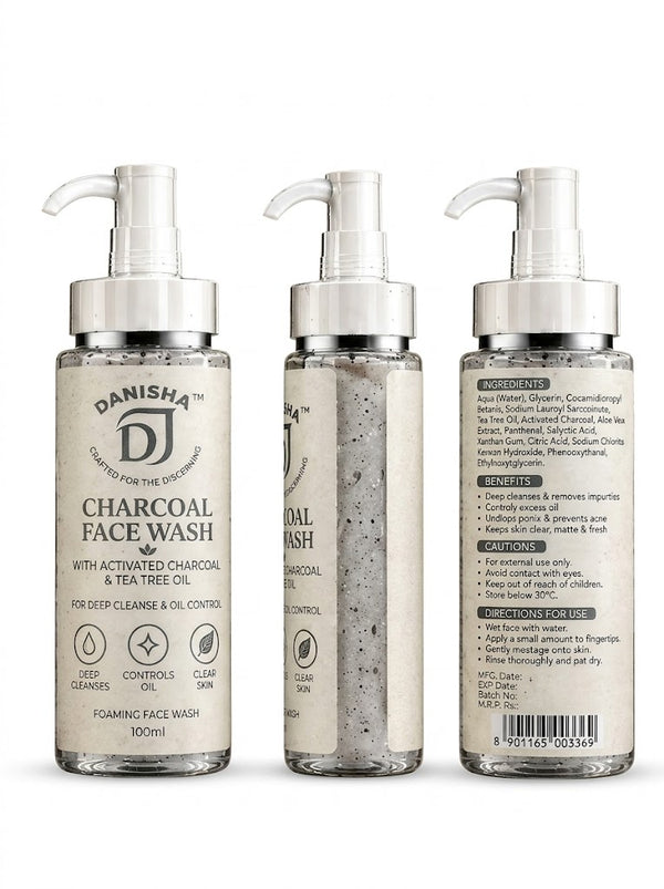 Danisha Charcoal Face Wash with Activated Charcoal & Tea Tree Oil (100ml)