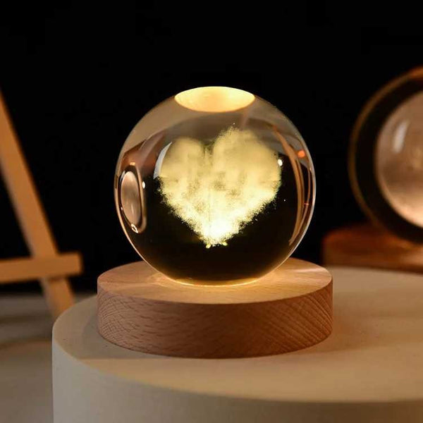 3D Crystal Ball, Night Light, Love Crystal Lamp